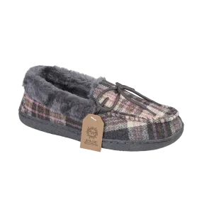 Jo & Joe Pembroke Pebble Tartan Womens Comfort Moccasin Slippers