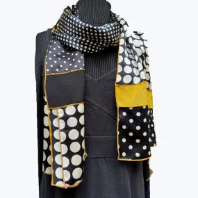 Judith Bird Scarf, SilkSingles, Black/White/Gold