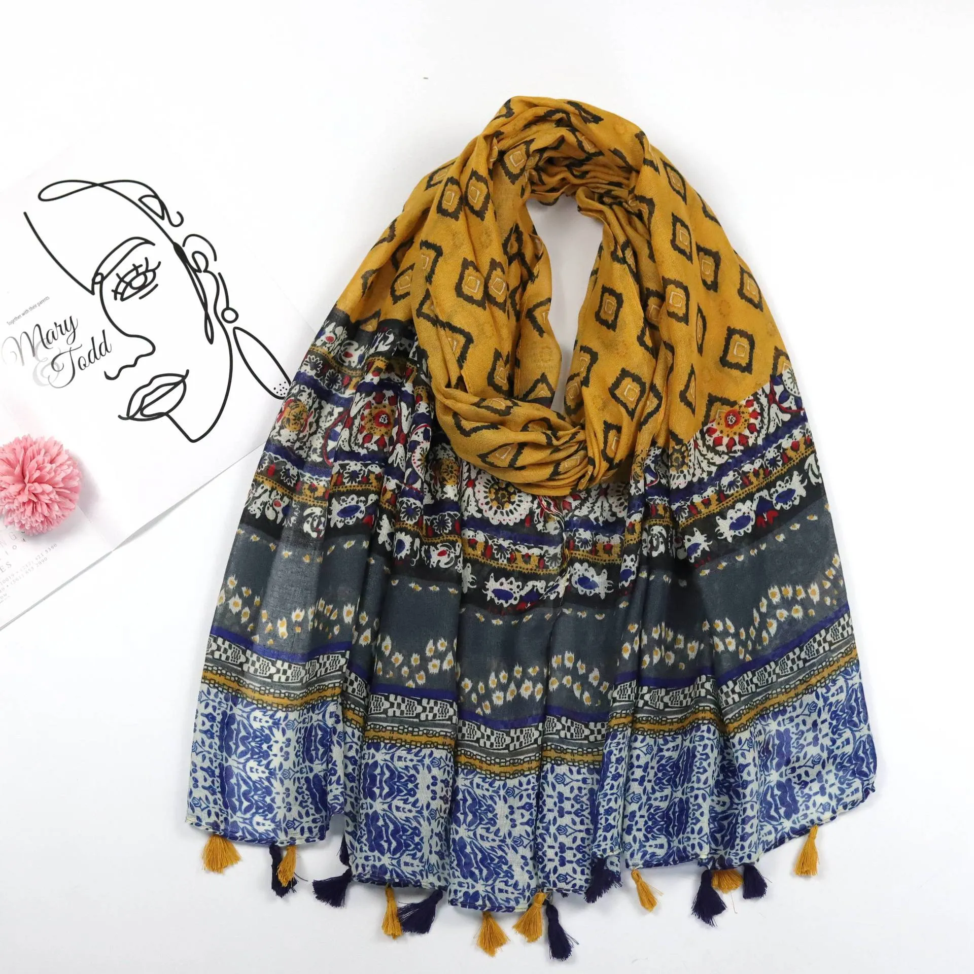 JY211124 ethnic style printed scarf