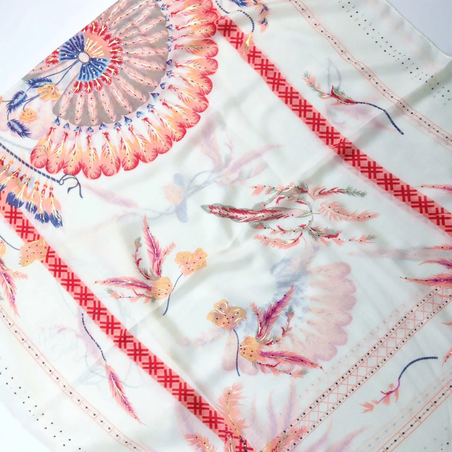 JY220705 hot stamping phoenix feather printed scarf