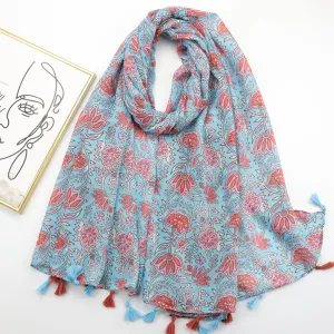 JY230218 Bodhi leaf printed scarf