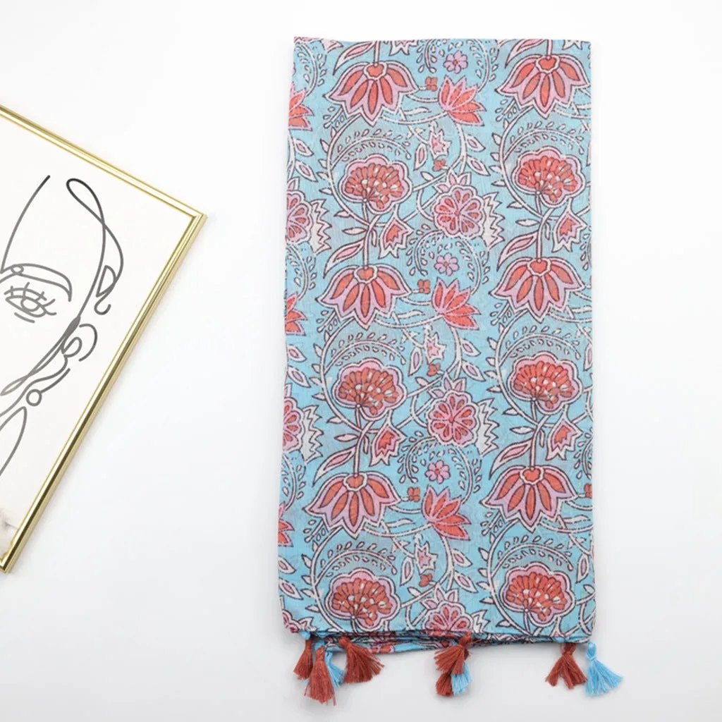 JY230218 Bodhi leaf printed scarf