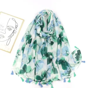 JY230515 Butterfly orchid leaf printed scarf