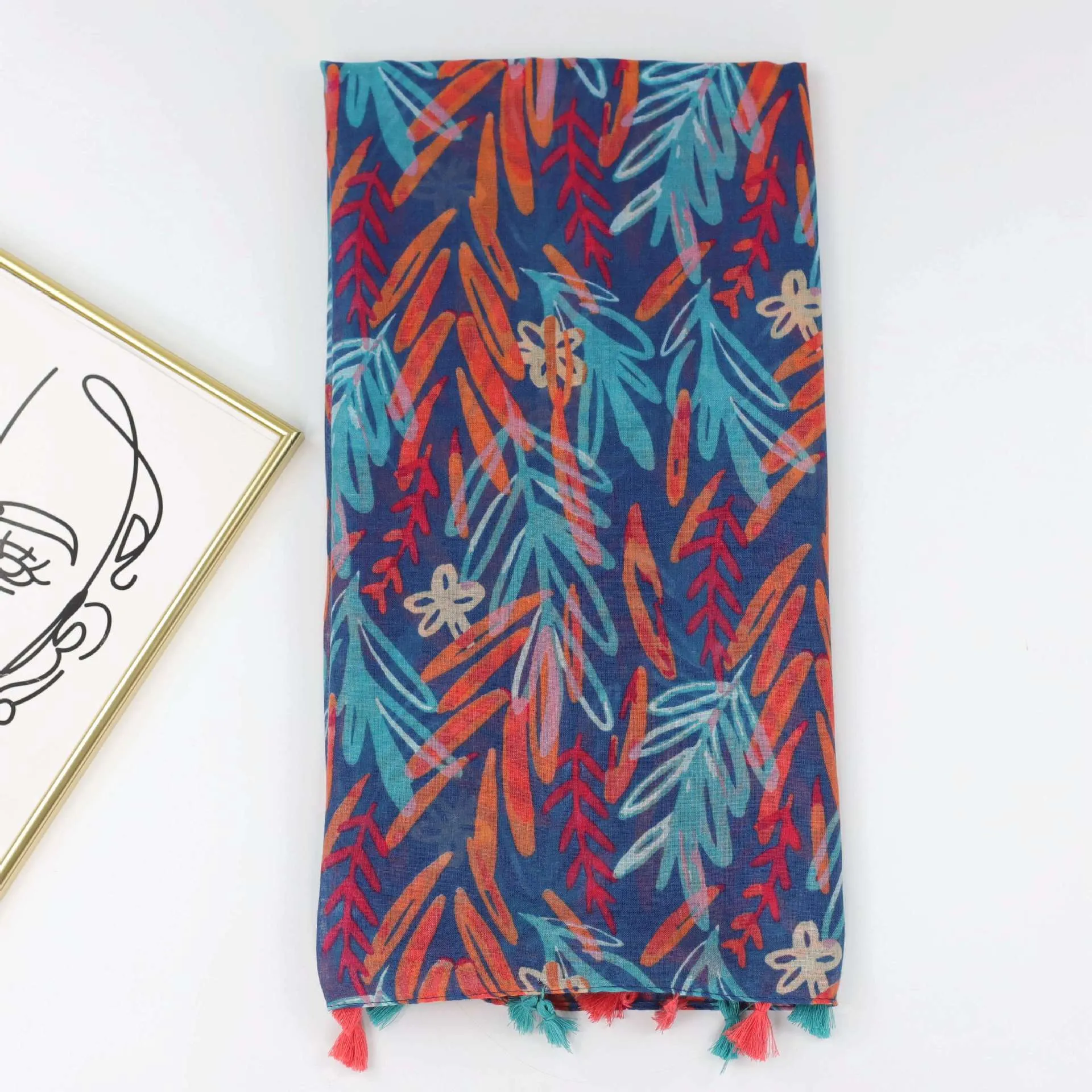 JY230901 ear of wheat flower printed scarf