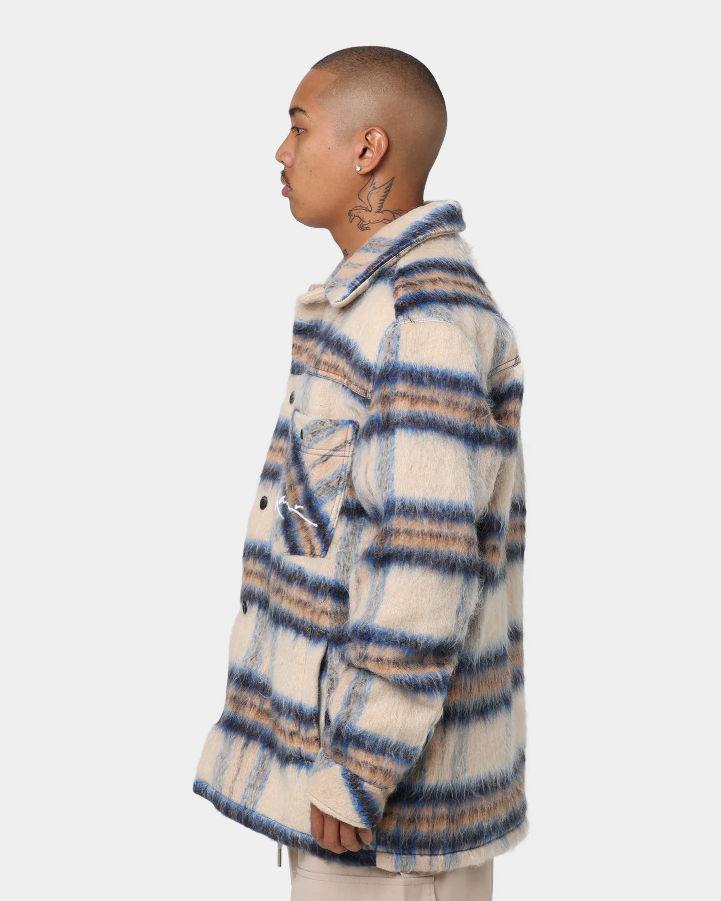 Karl Kani Chest Signature Check Wool Blend Jacket Sand