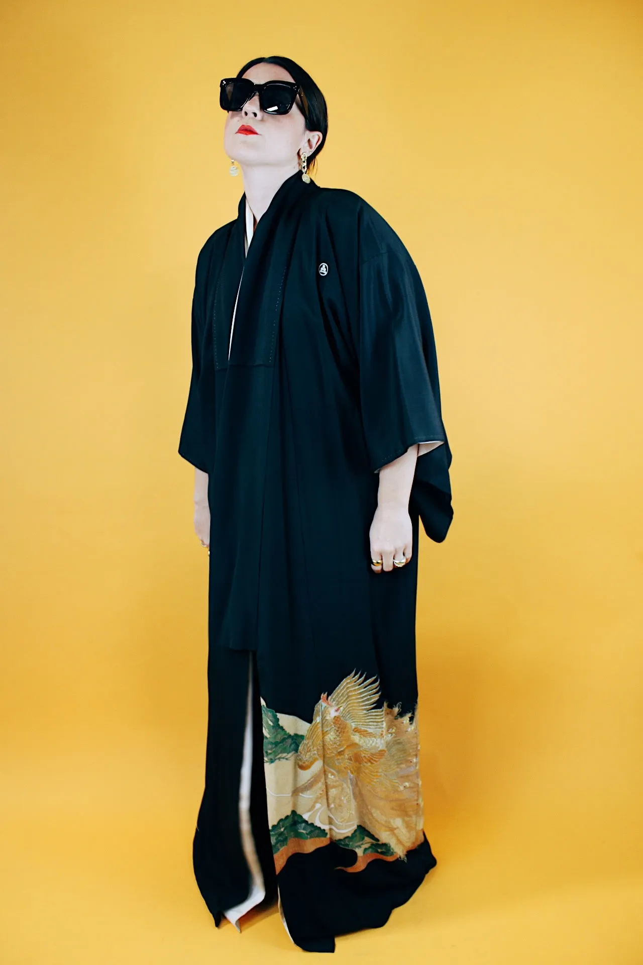 Kimono With Embroidered Peacock