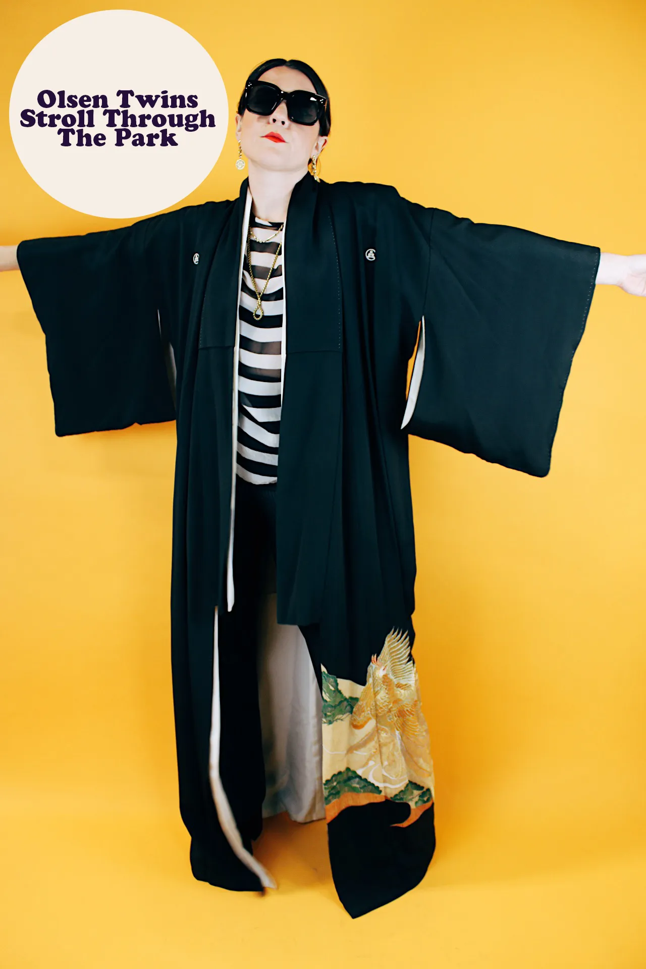 Kimono With Embroidered Peacock