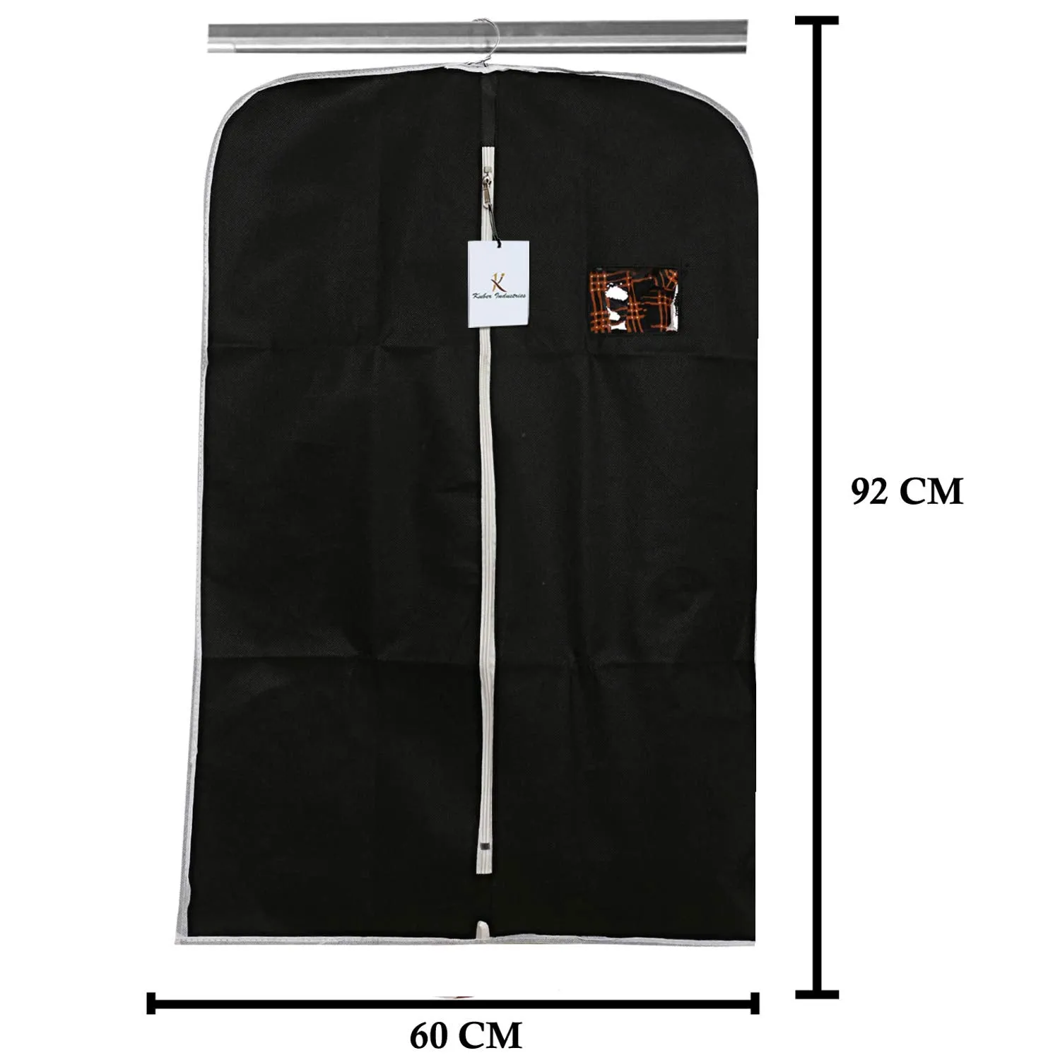 Kuber Industries 6 Piece Non Woven Coat Cover, Black and Cream