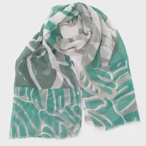 Liry Jumbled Lines Scarf Green