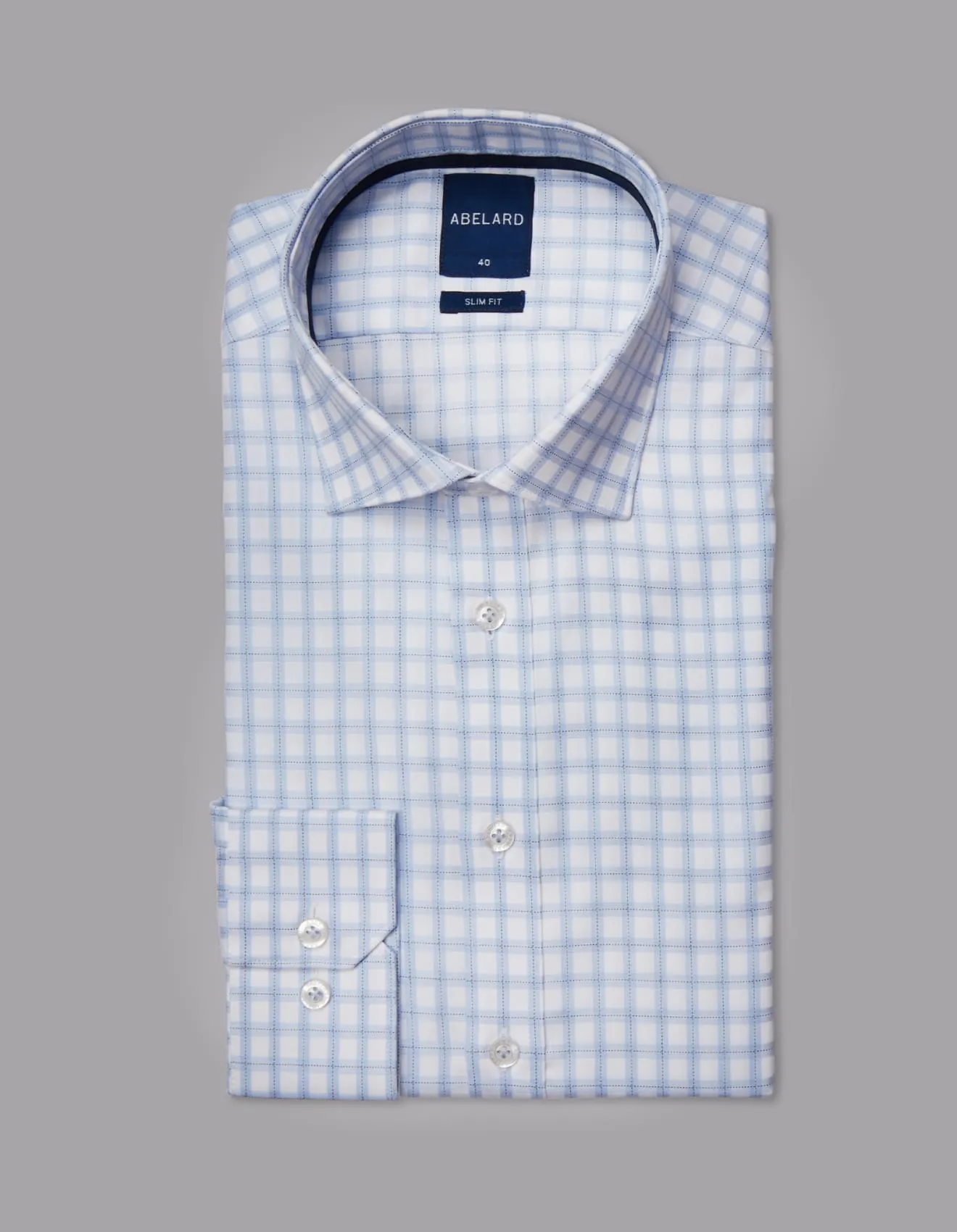 Long Sleeve Business Shirt - Check - Sky Blue