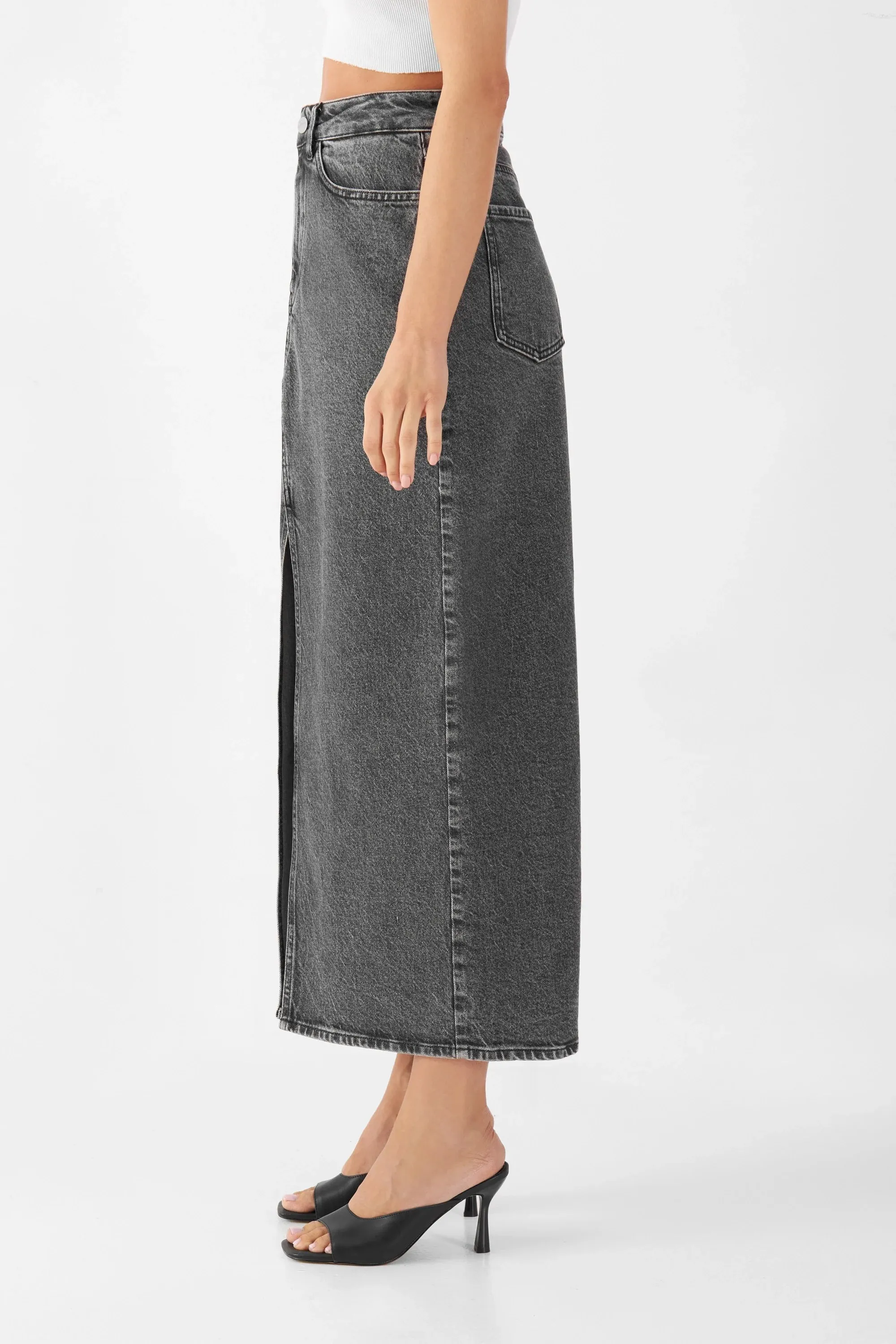 Luce Midi Skirt Light Grey