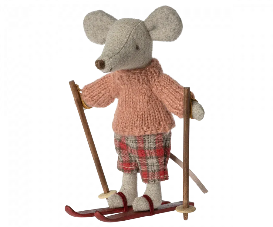 Maileg Winter Mouse, Big Sister with Ski Set