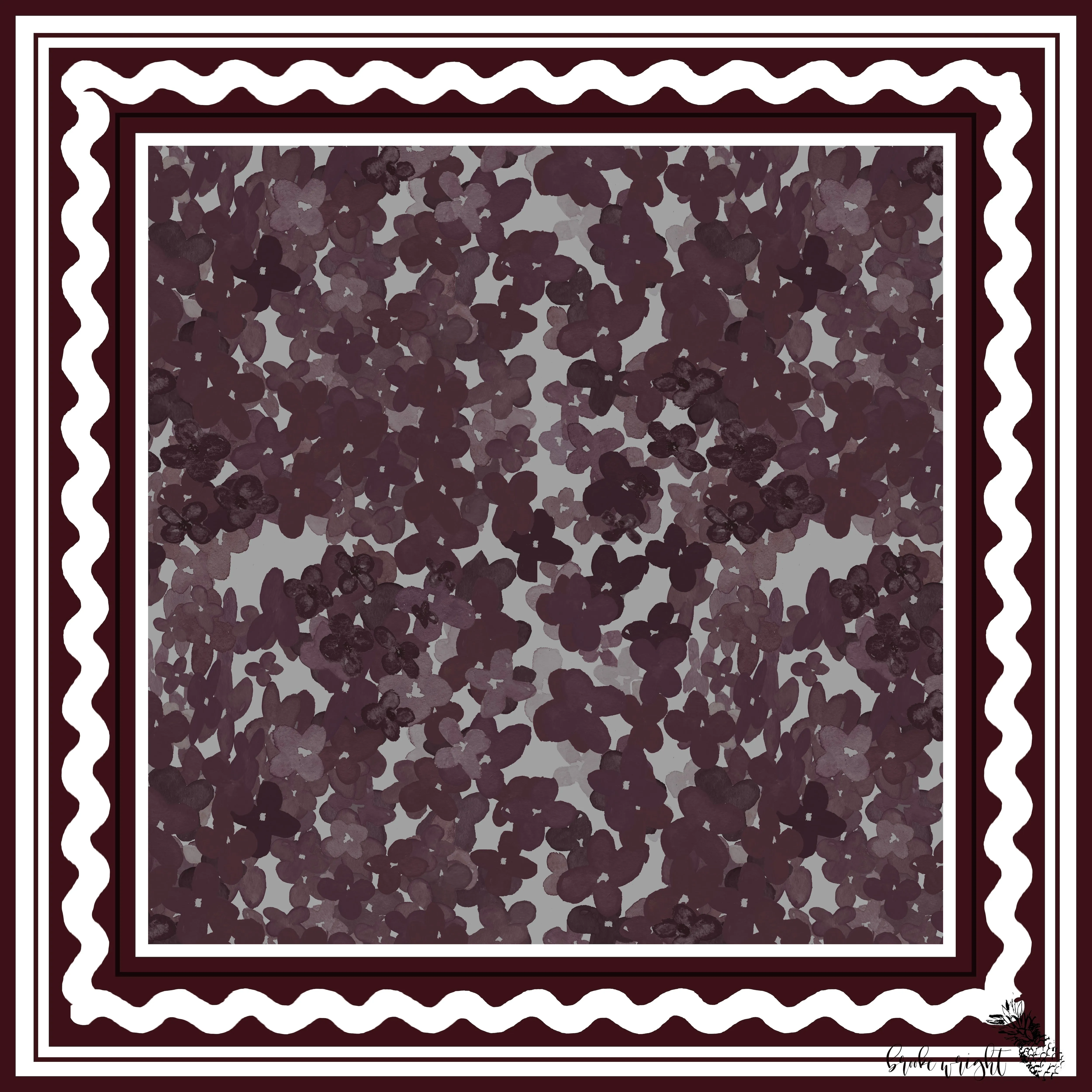 Maroon Ditzy Floral Scarf