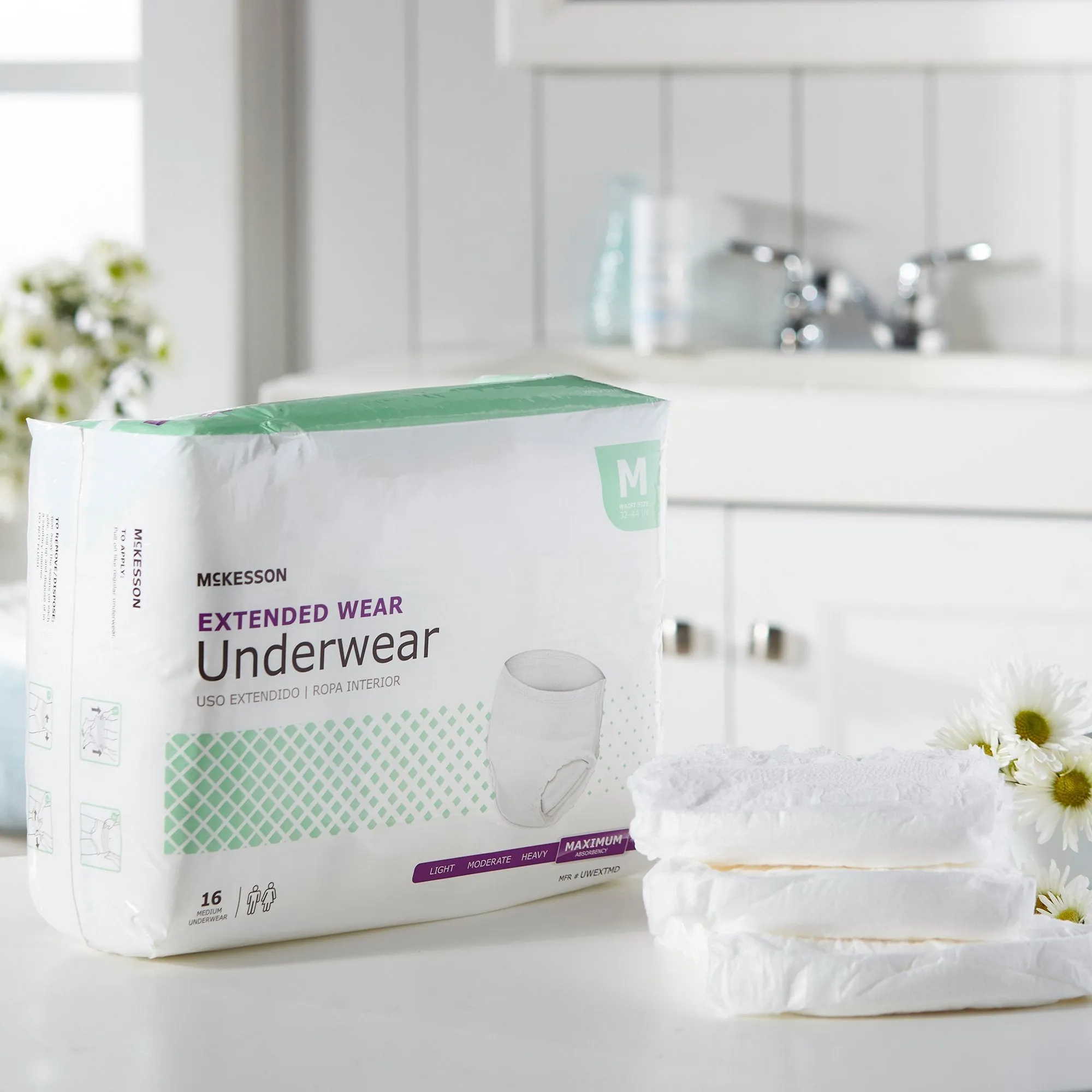 McKesson Extended Wear Maximum Absorbent Underwear, Medium