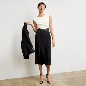 Meghan Midi Skirt - Everyday Crepe with Topstitch :: Black