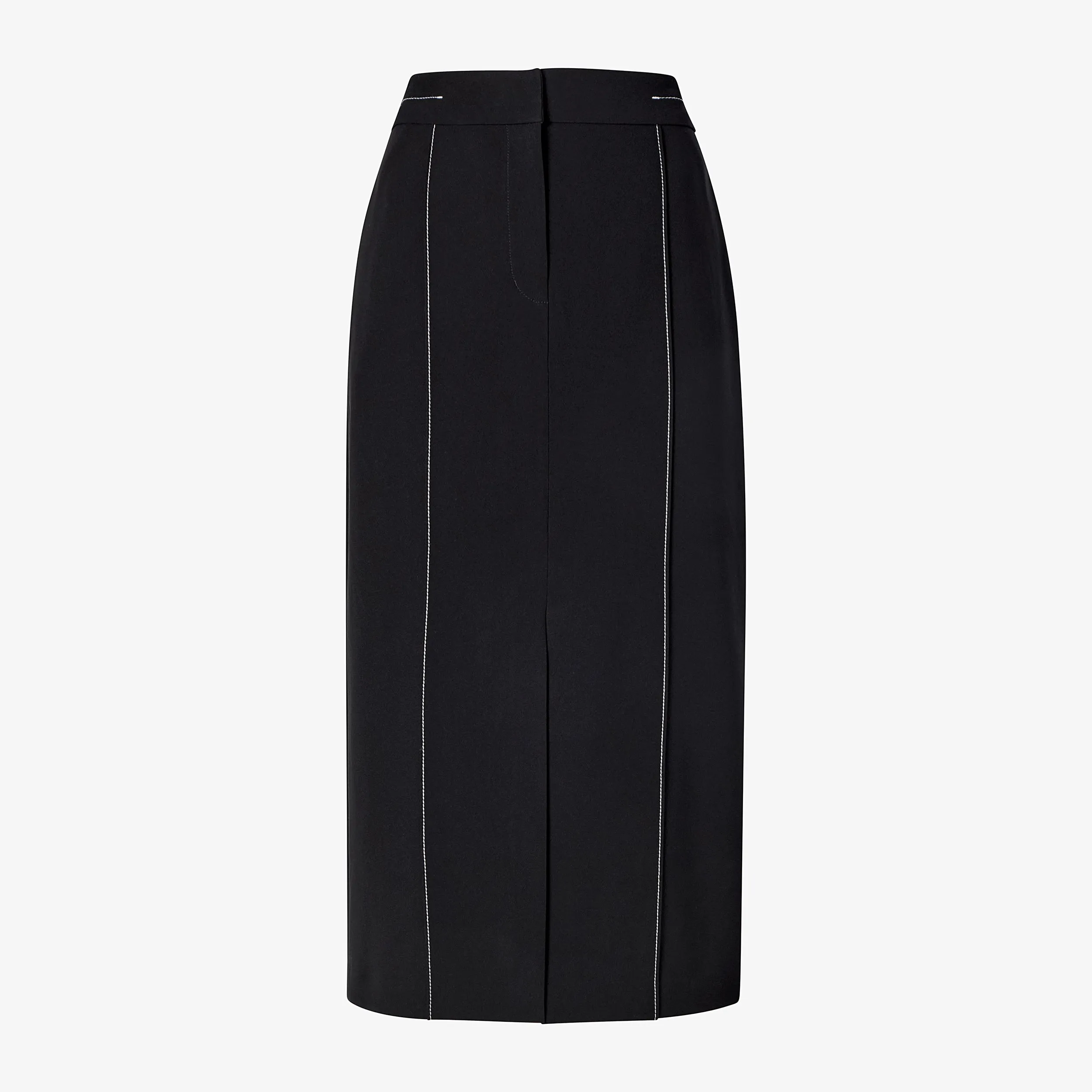 Meghan Midi Skirt - Everyday Crepe with Topstitch :: Black