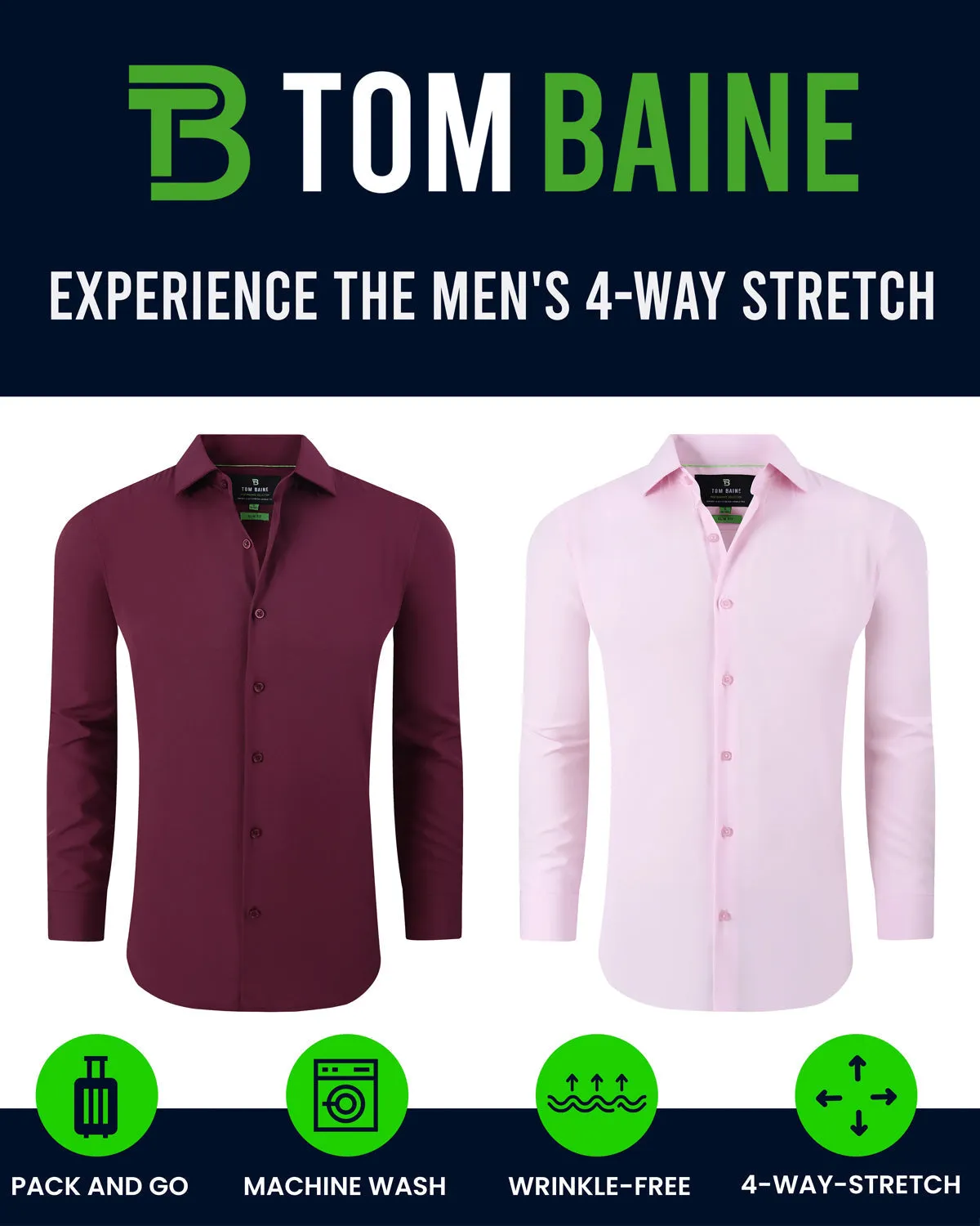 Men's Performance Stretch Solid Shirt Black
