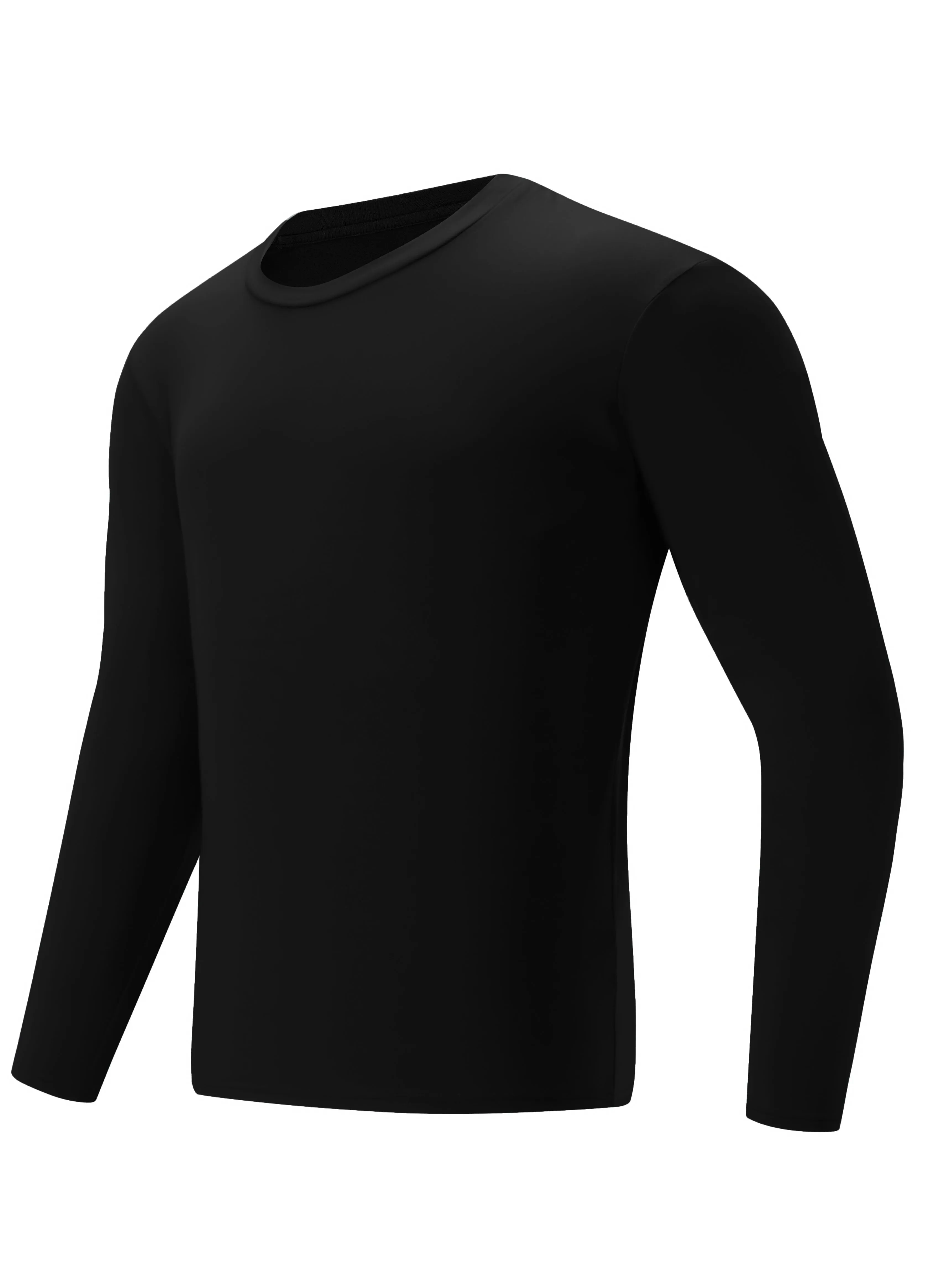 Men's Thermal Underwear Tops Crew Neck Base Layer Long Sleeve Tops Fleece Lining Bottoming Shirts