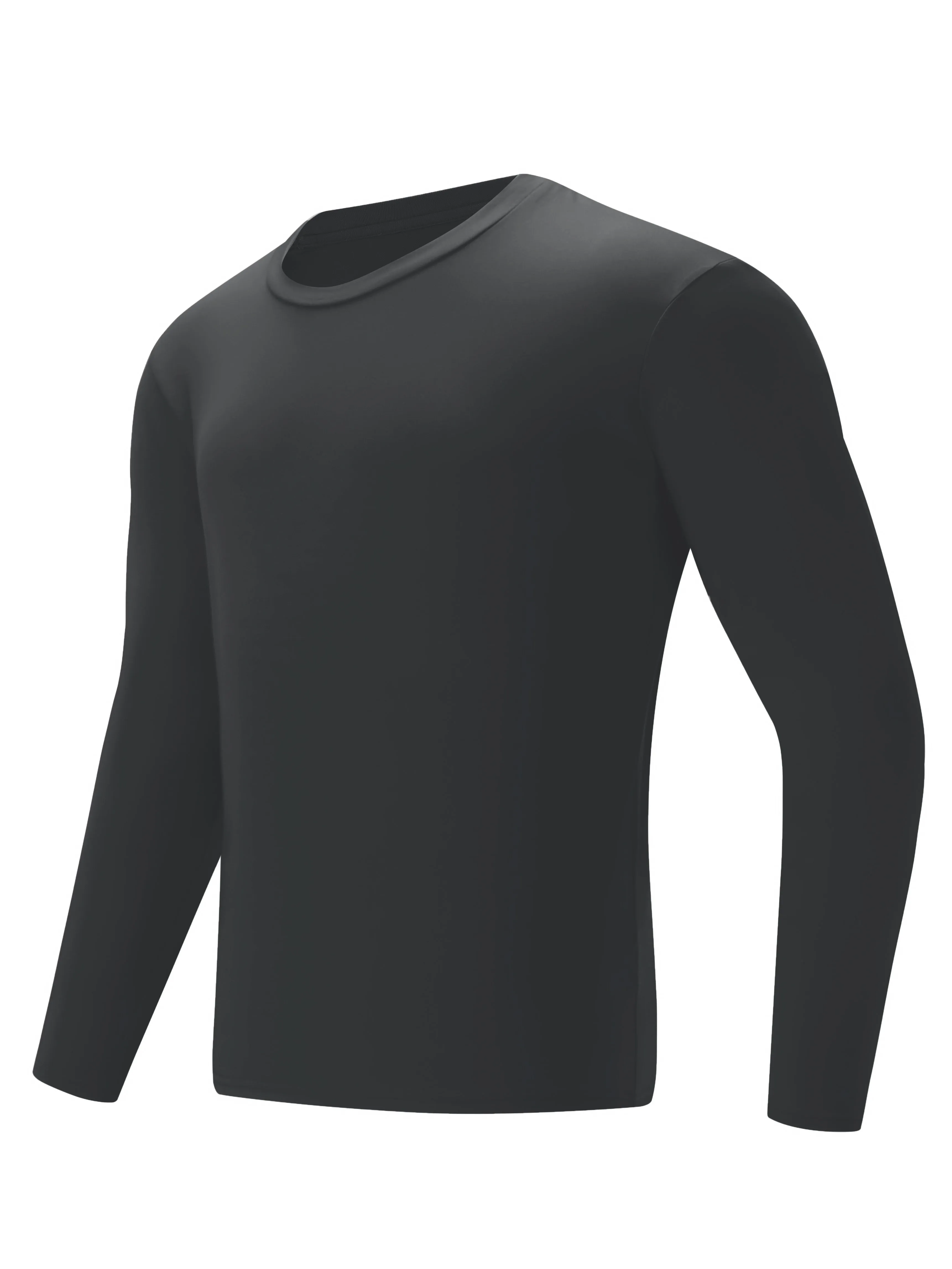 Men's Thermal Underwear Tops Crew Neck Base Layer Long Sleeve Tops Fleece Lining Bottoming Shirts