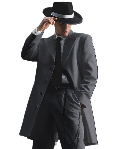 Mens Vested Long Tuxedo Zoot Suit in Black