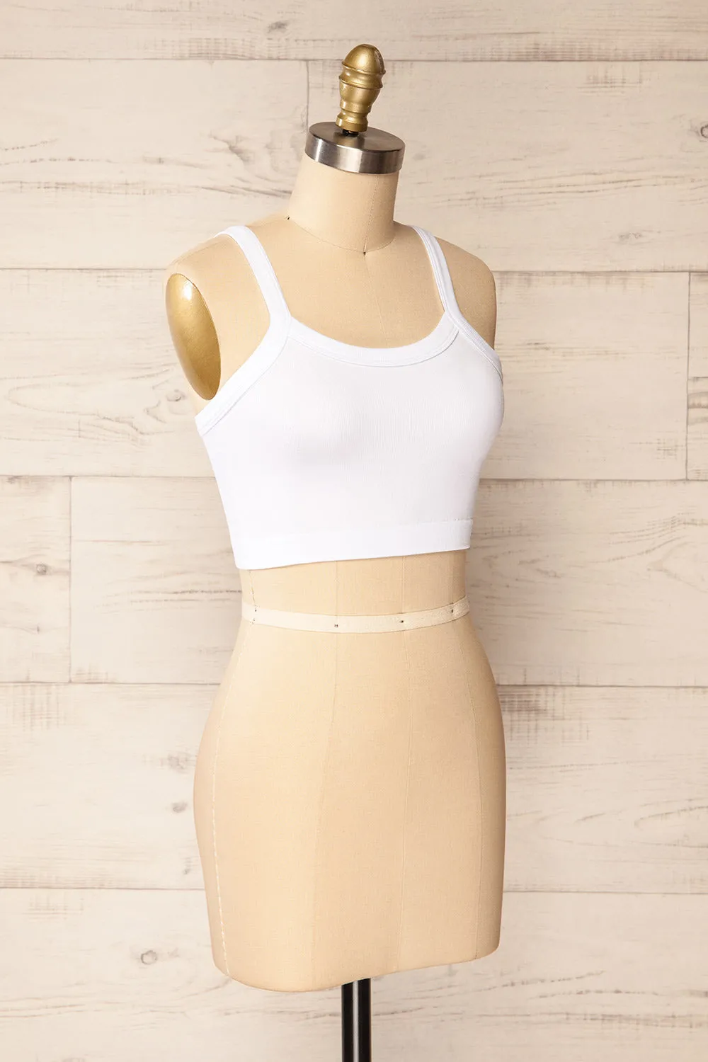 Merignas White | Cropped Ribbed Cami