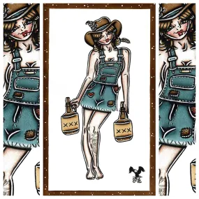 Moonshiner Pinup Original Painting