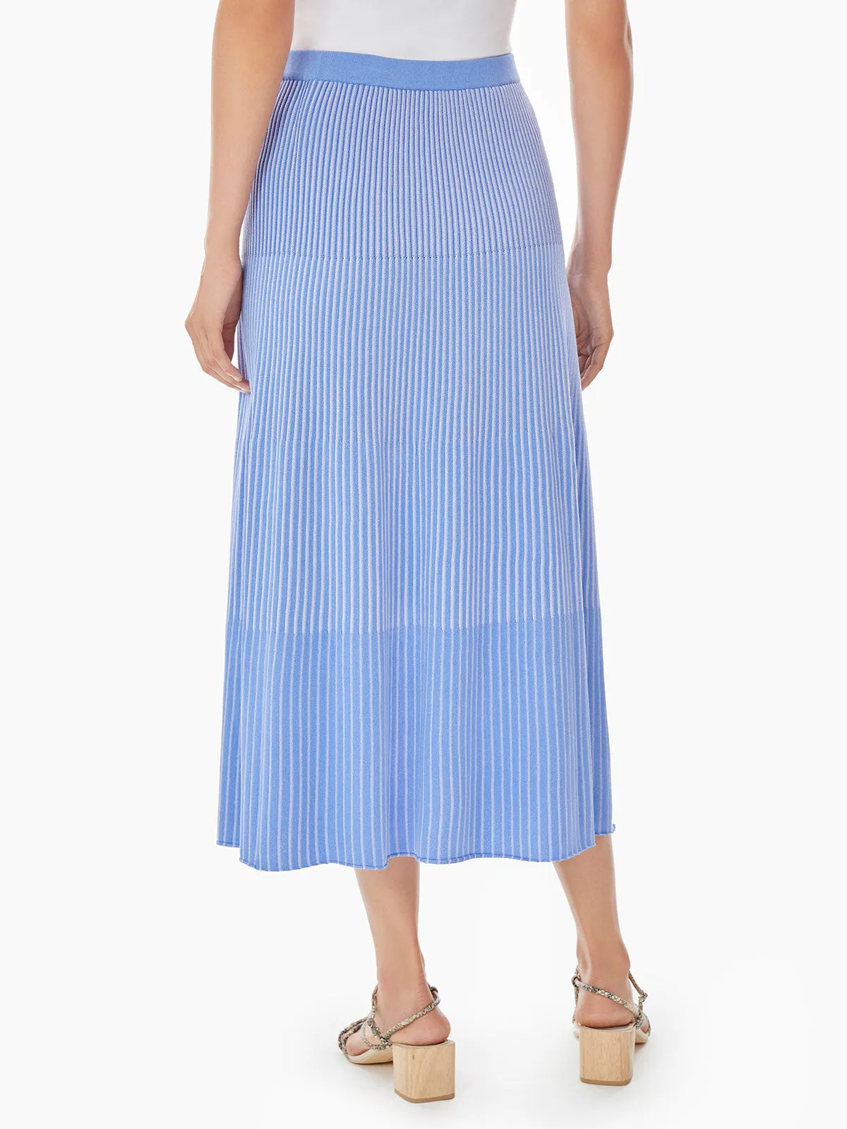 Multi-Stripe Soft Knit Midi Skirt