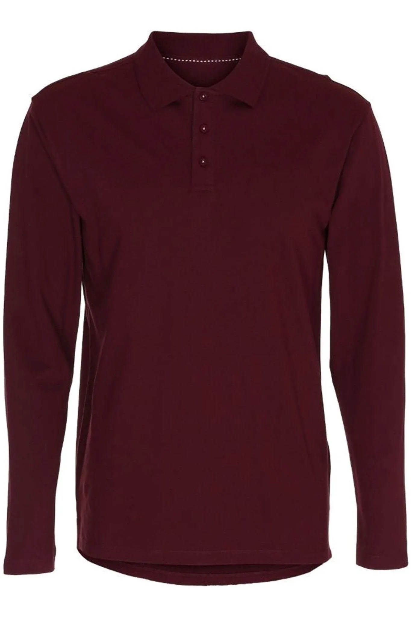 Muscle Long Sleeve Polo Shirt - Burgundy