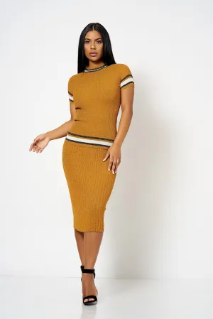 Mustard Lurex Knitted Co-ord Top