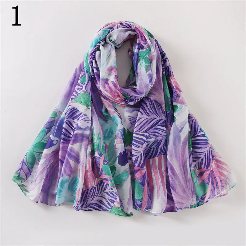 MYP013   Leaf flower printed scarf