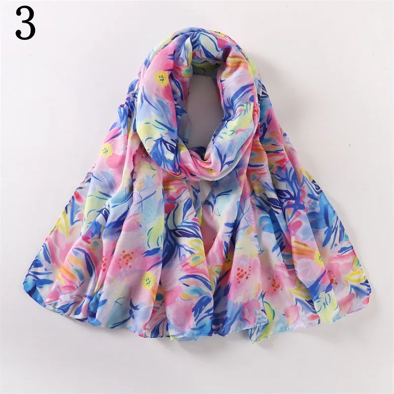 MYP013   Leaf flower printed scarf