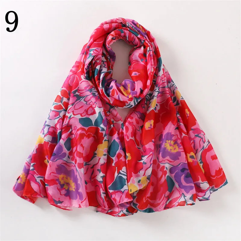 MYP013   Leaf flower printed scarf