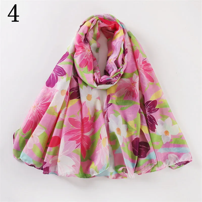 MYP013   Leaf flower printed scarf