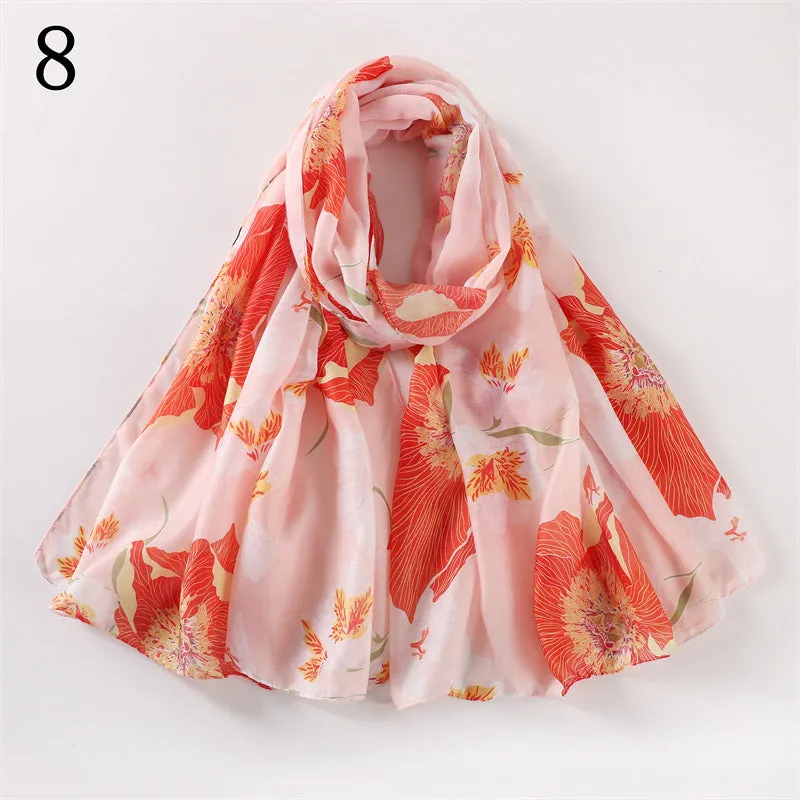 MYP013   Leaf flower printed scarf