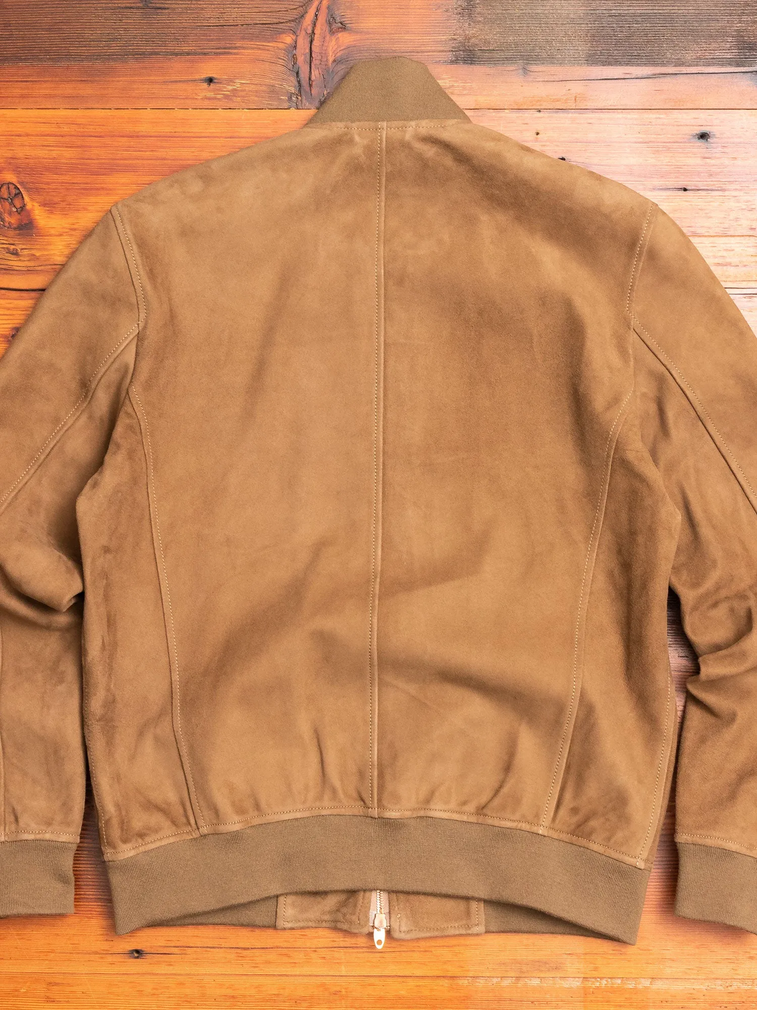 Nappa Suede Bomber Jacket in Beige