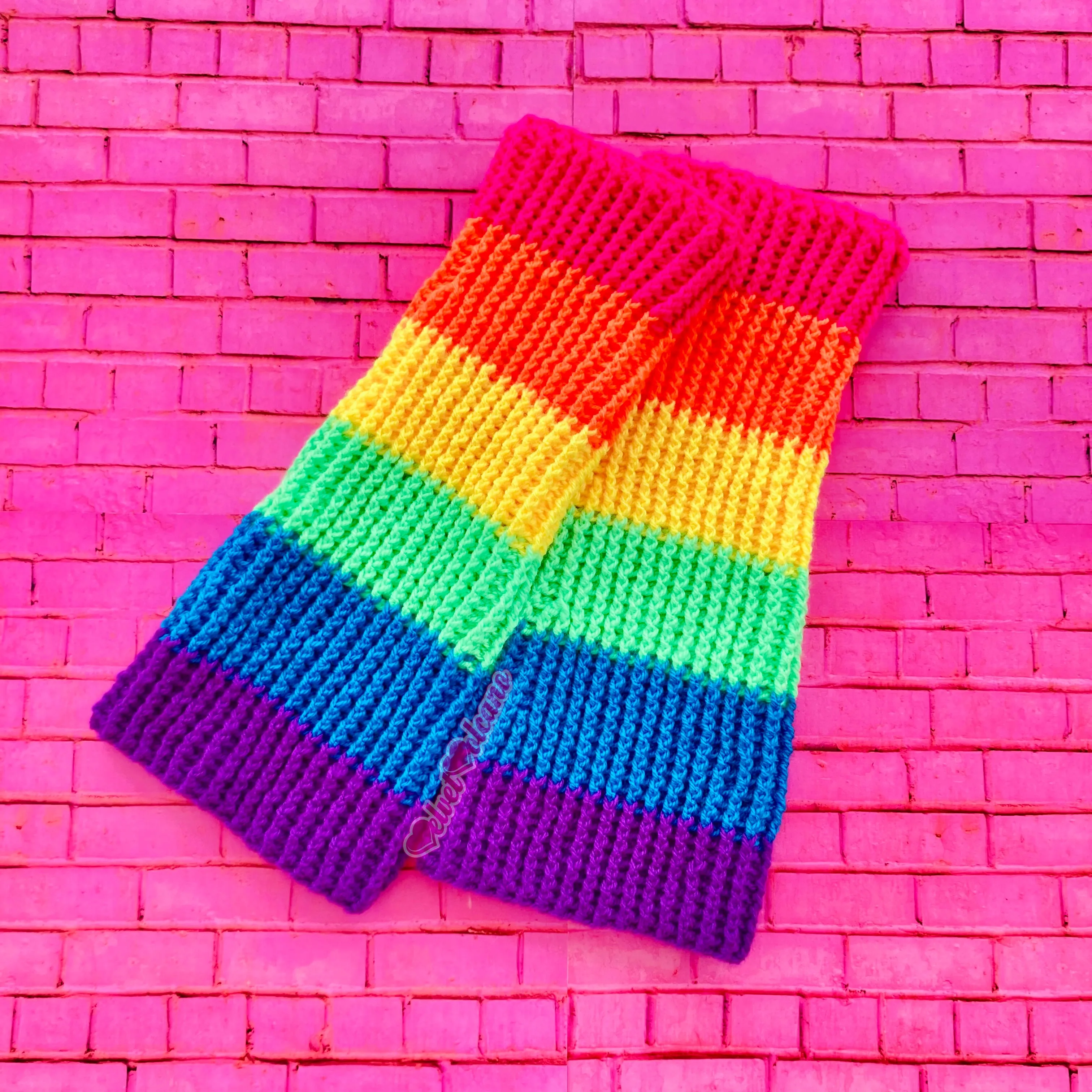 Neon Rainbow Striped Flared Leg Warmers