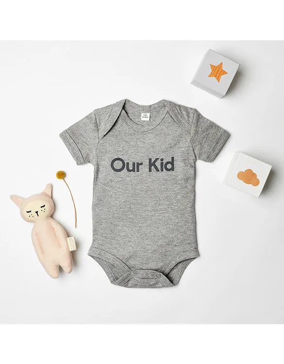 Our Kid Slogan Vest in Heather Grey - Short Sleeve