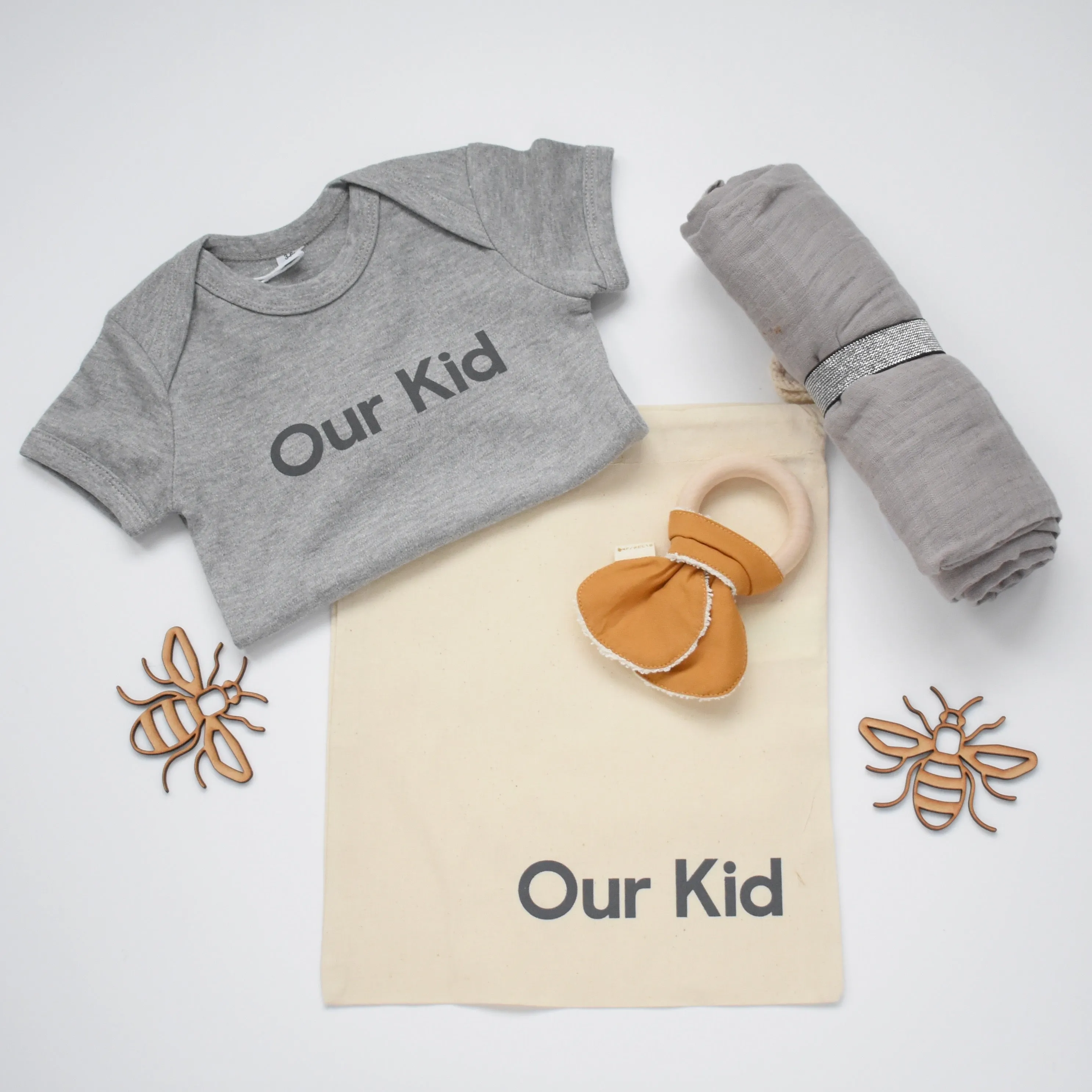 Our Kid Slogan Vest in Heather Grey - Short Sleeve