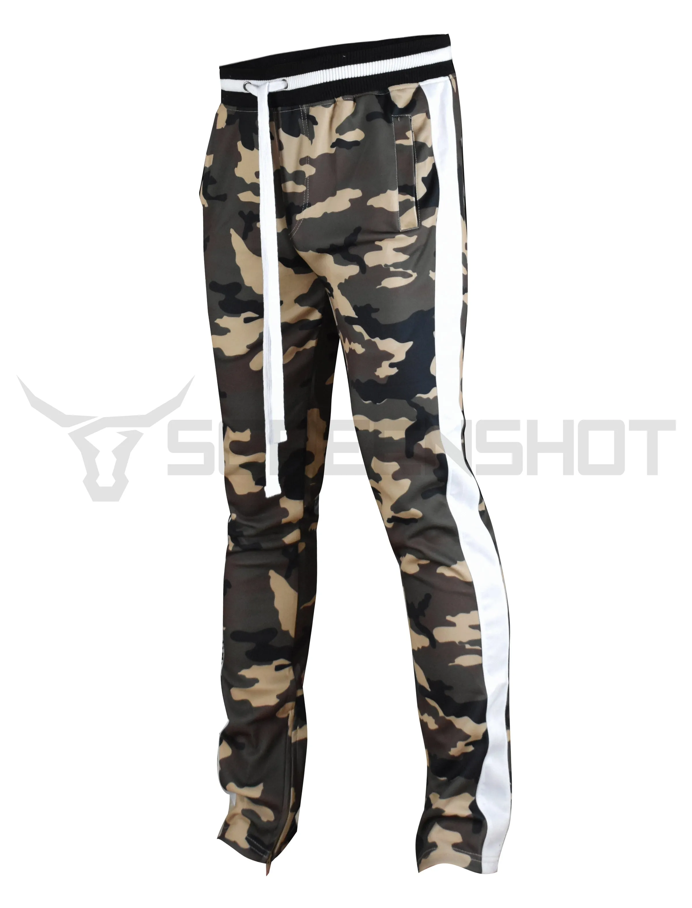 P41902-PATTERN PRINTED TRACK PANTS-WOODLAND