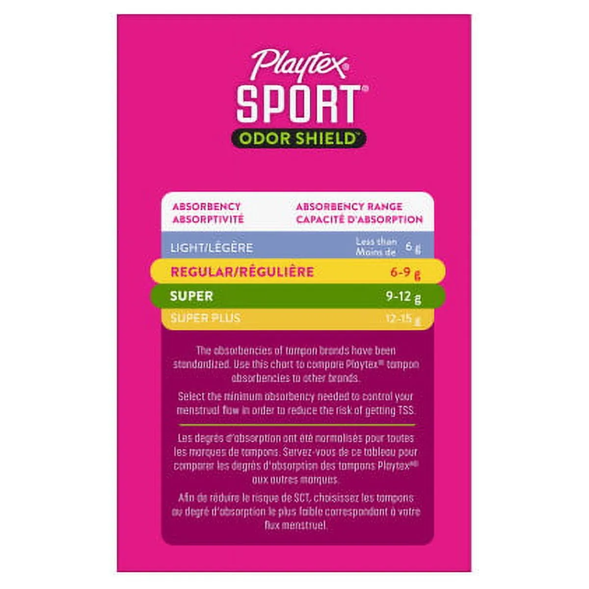 Playtex Sport Odor Shield Multi-Pack Regular And Super Plastic Applicator Tampons, 32 Ct, 360 Degree Sport Level Period Protection, Traps Leaks, No-Slip Grip Applicator, Moves With You