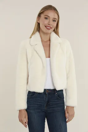 Plush Faux Fur Notch Collar Jacket