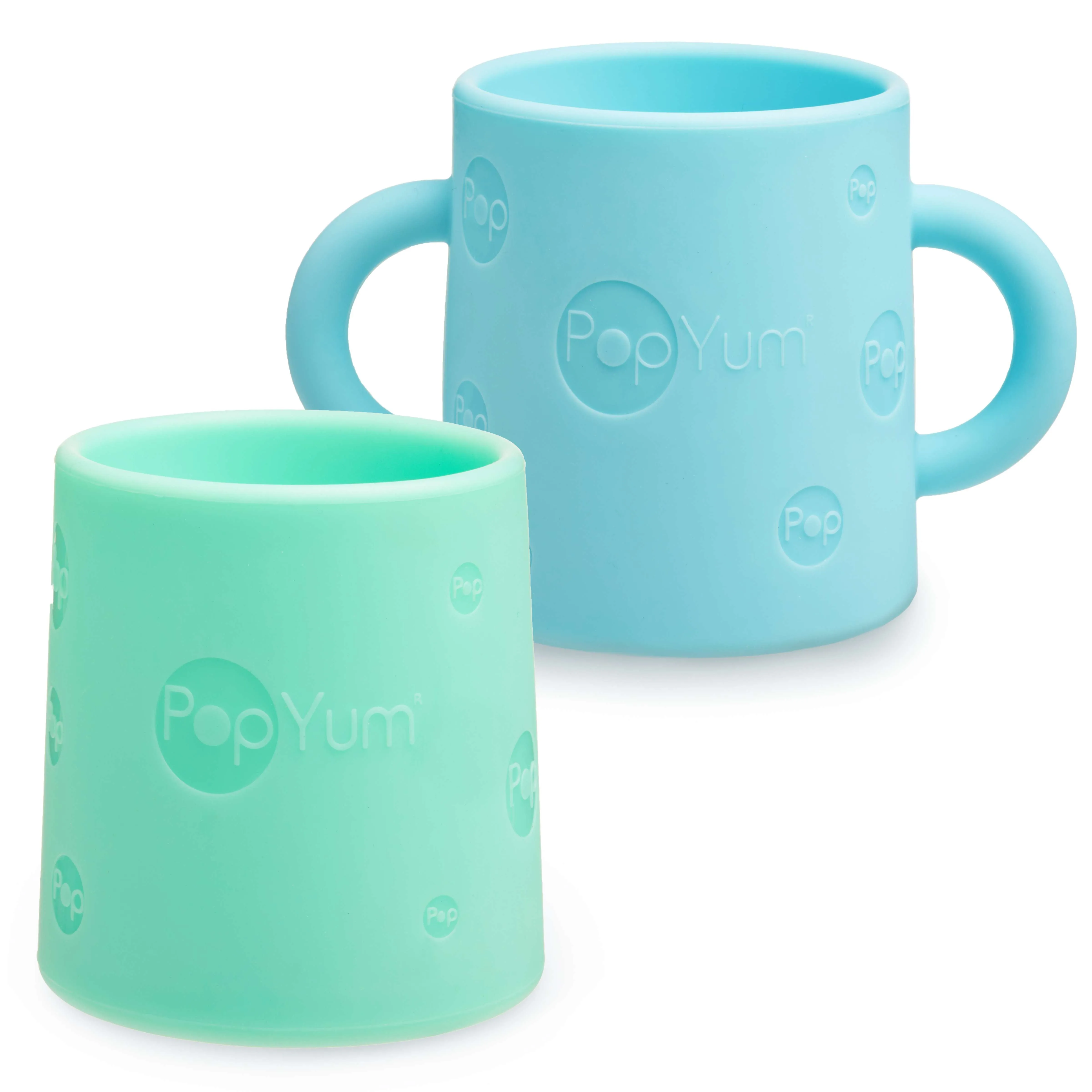 PopYum Silicone Training Cup 2-Pack (Blue and Green)