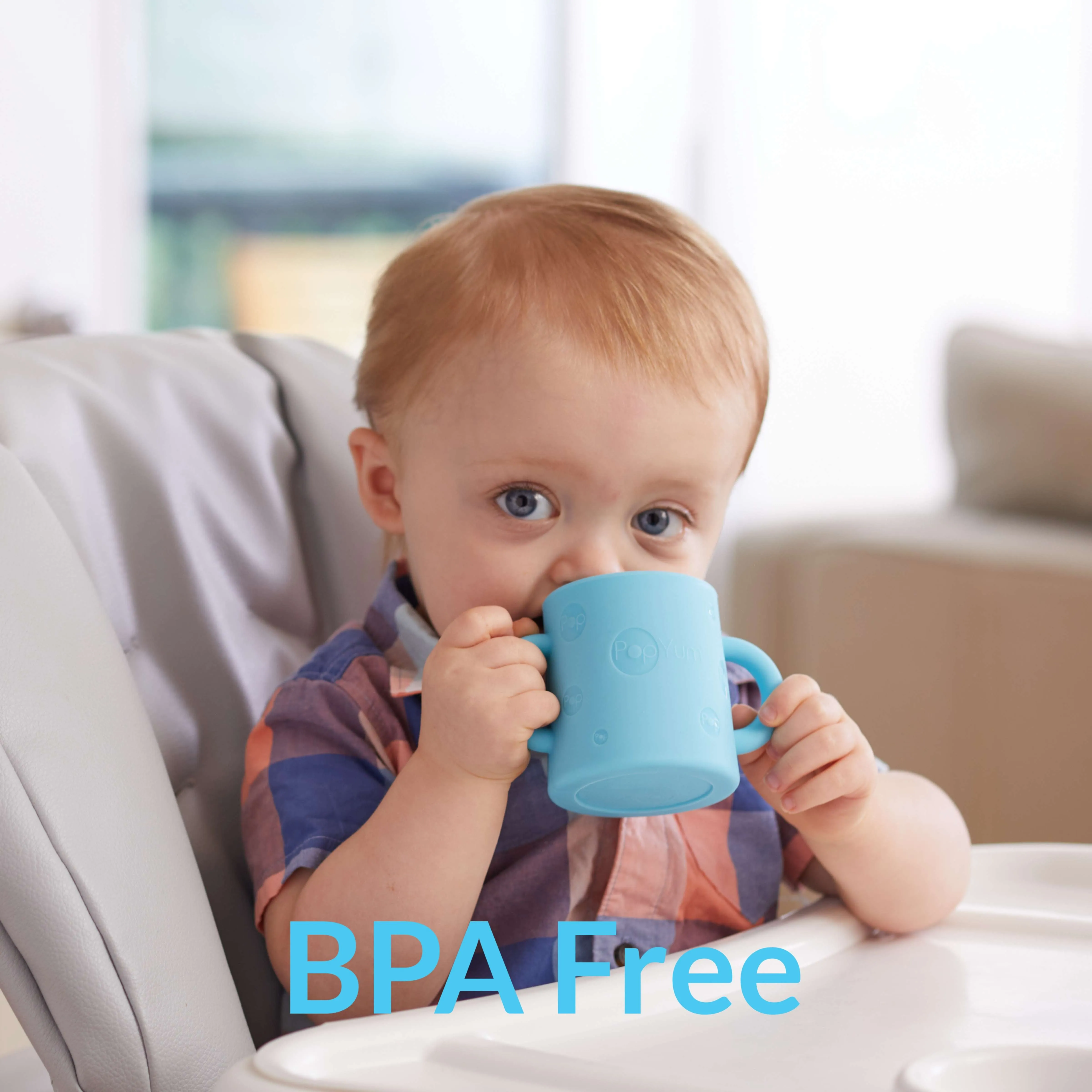 PopYum Silicone Training Cup 2-Pack (Blue and Green)