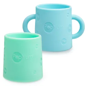 PopYum Silicone Training Cup 2-Pack (Blue and Green)