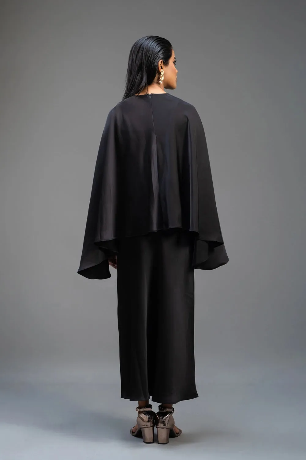 Premium Silk Cape Dress