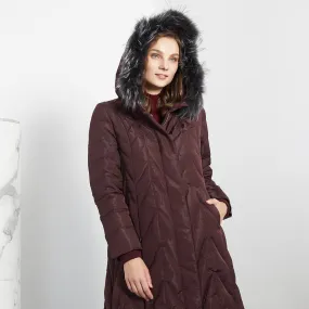 Quilted Hooded Fur Collar Down Coat