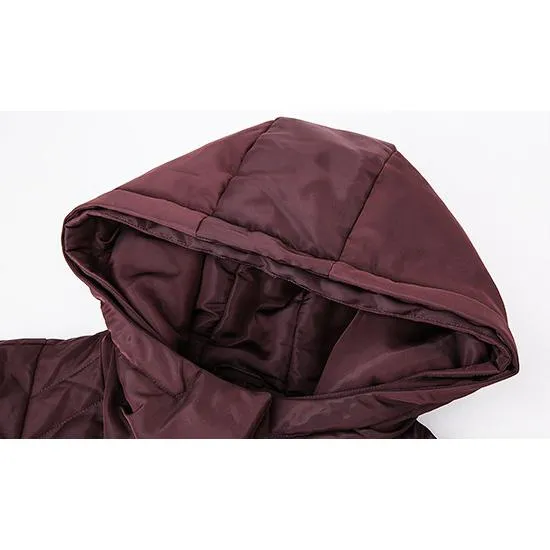 Quilted Hooded Fur Collar Down Coat
