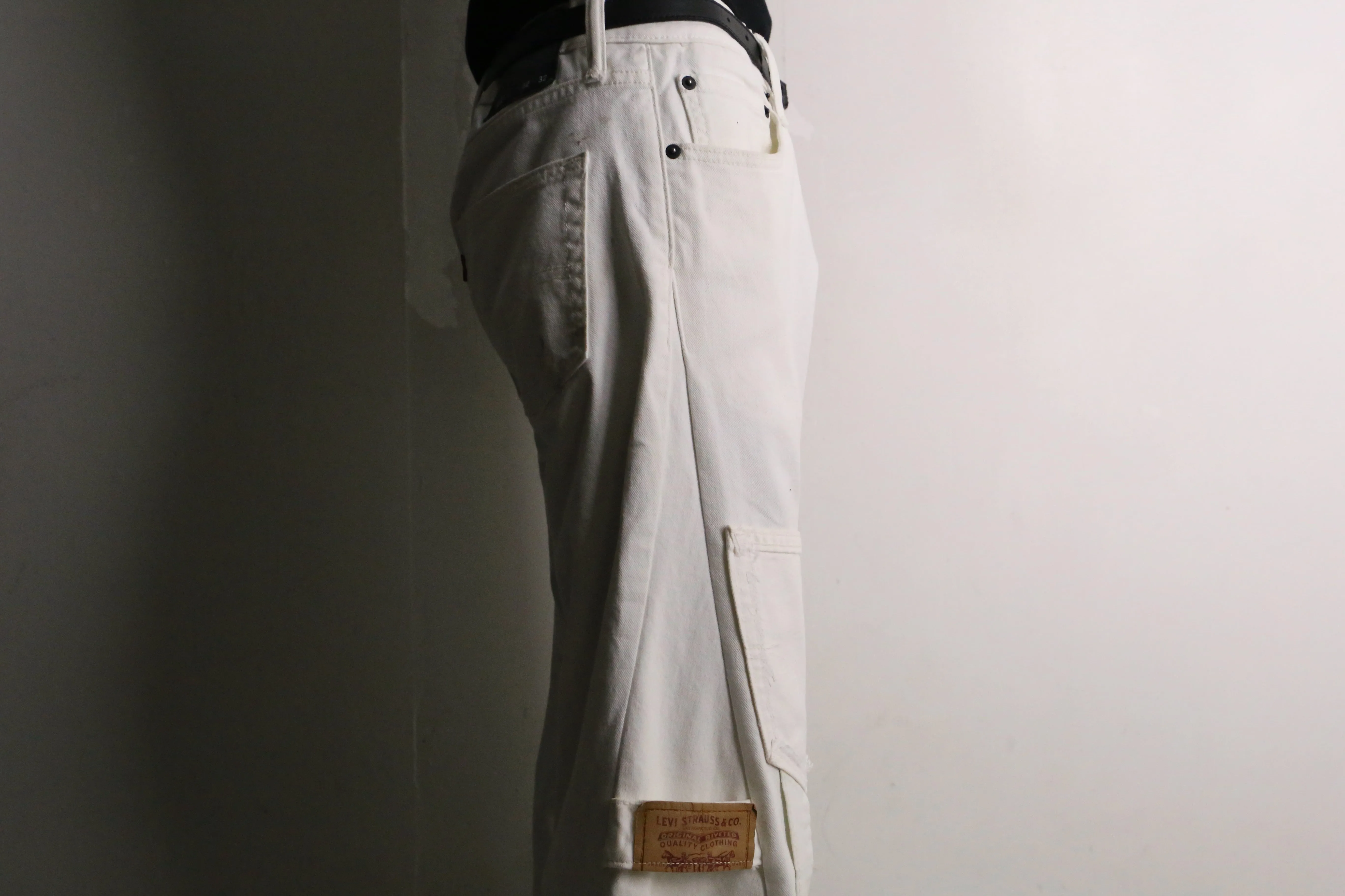 "Re:make" pocket patch design white buggy flare denim