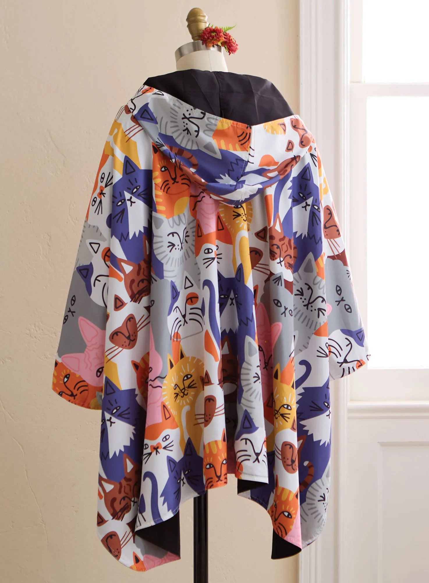 Reversible Rain Cape - Raining Cats and… Cats