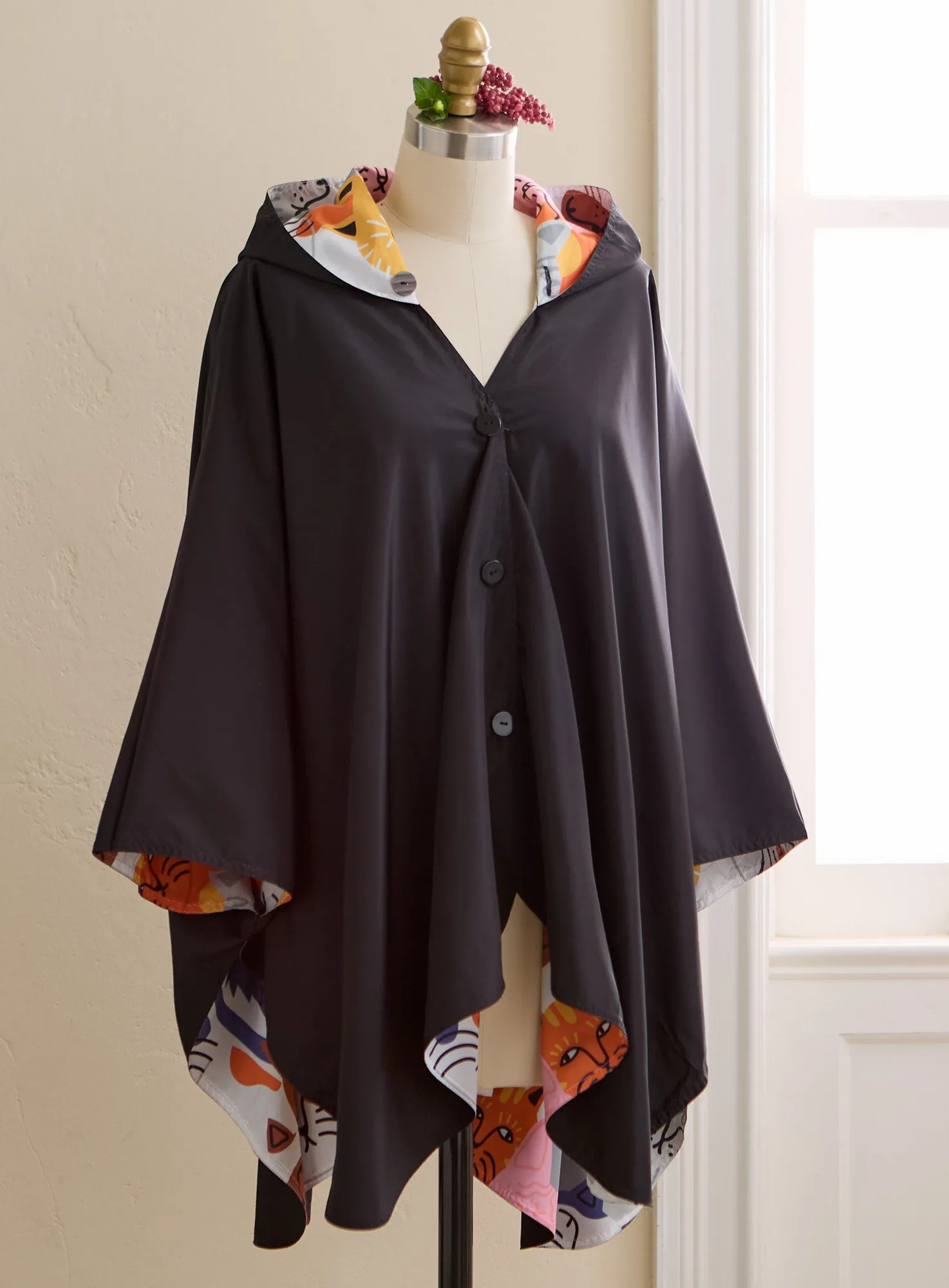 Reversible Rain Cape - Raining Cats and… Cats